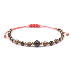 Bransoletka celebrytka czarny TURMALIN KWARC DYMNY HEMATYT ochrona i spokój